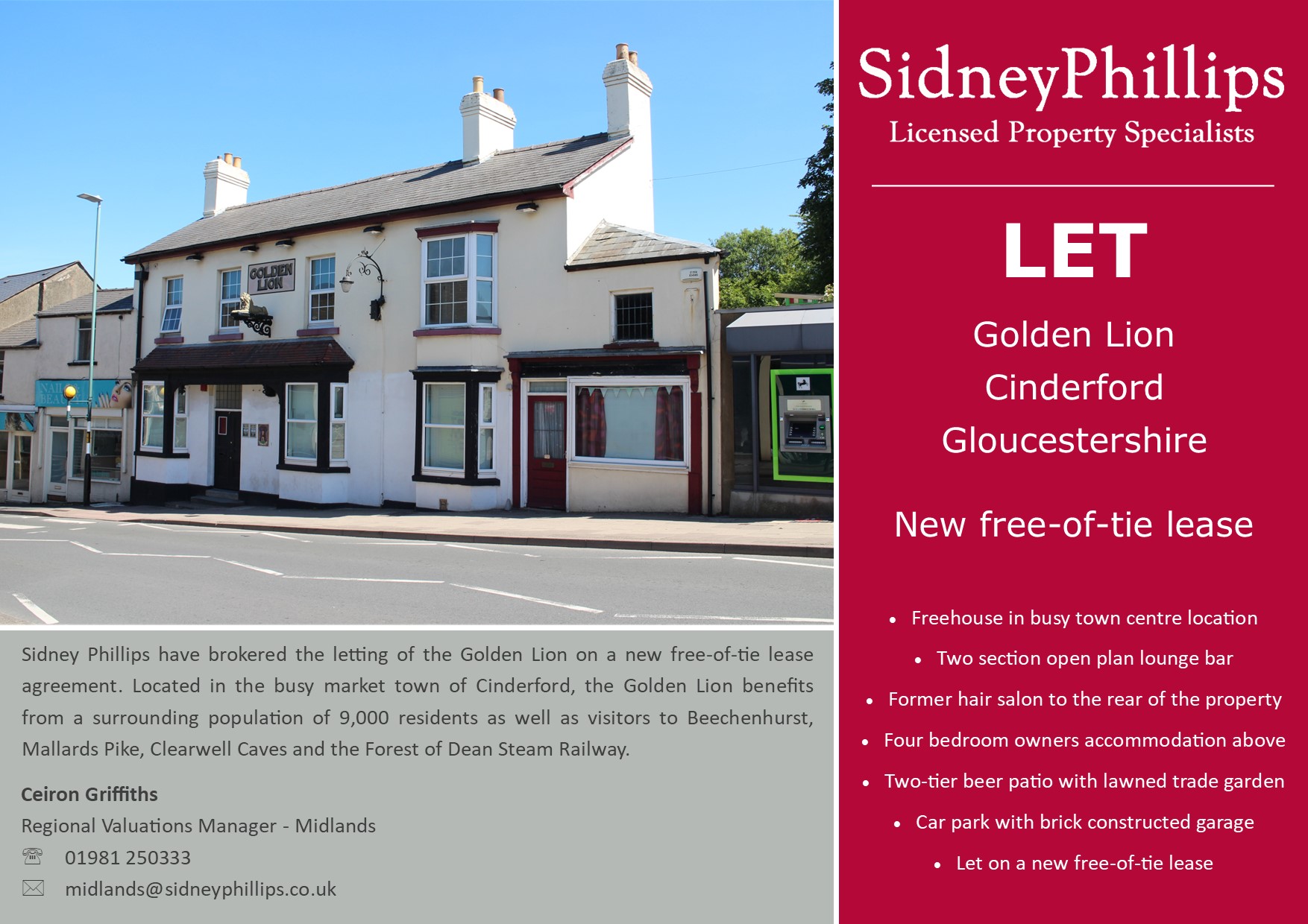 Busy market town pub let by Sidney Phillips